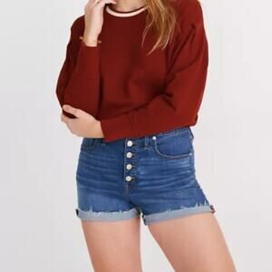 Madewell High-Rise Denim Shorts in Derby Wash: Button-Front Edition